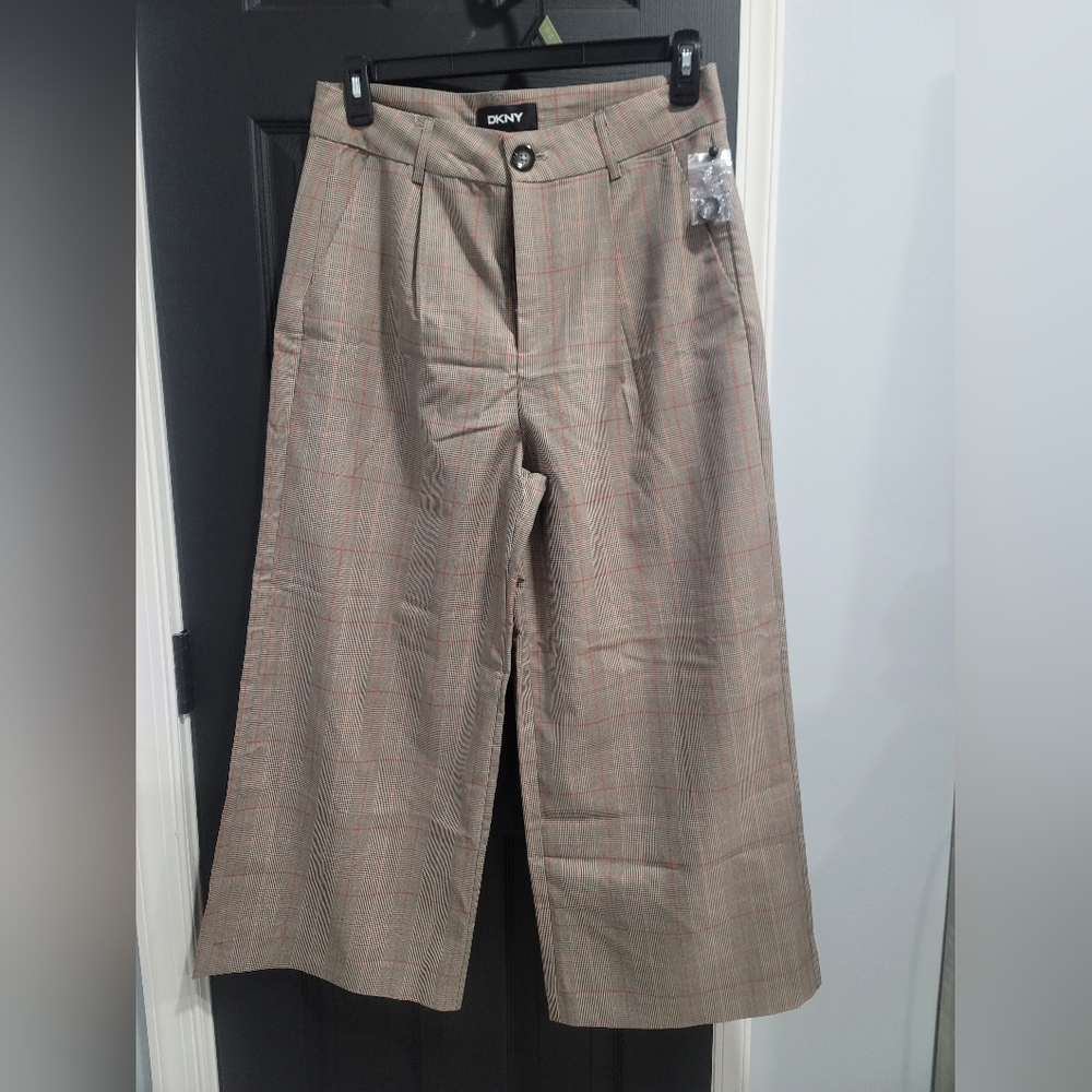 DKNY Plaid crop  Wide-Leg Pants size medium nwt